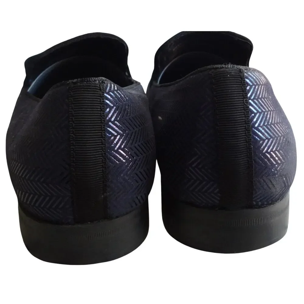 Stacy Adams Sonata Navy Blue Loafers Tassel Dress Shoes Chevron Mens 9